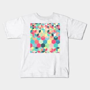 Yummy Summer Colour Honeycomb Pattern Kids T-Shirt